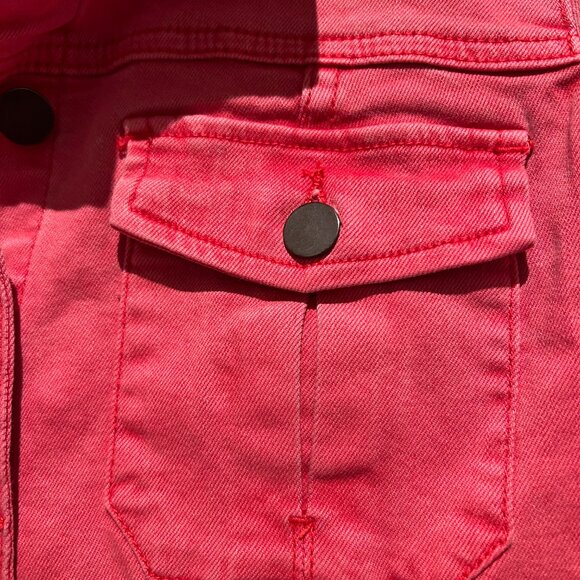 Kut from the Kloth Fray Hem Red Denim Jacket Large - Picture 9 of 9